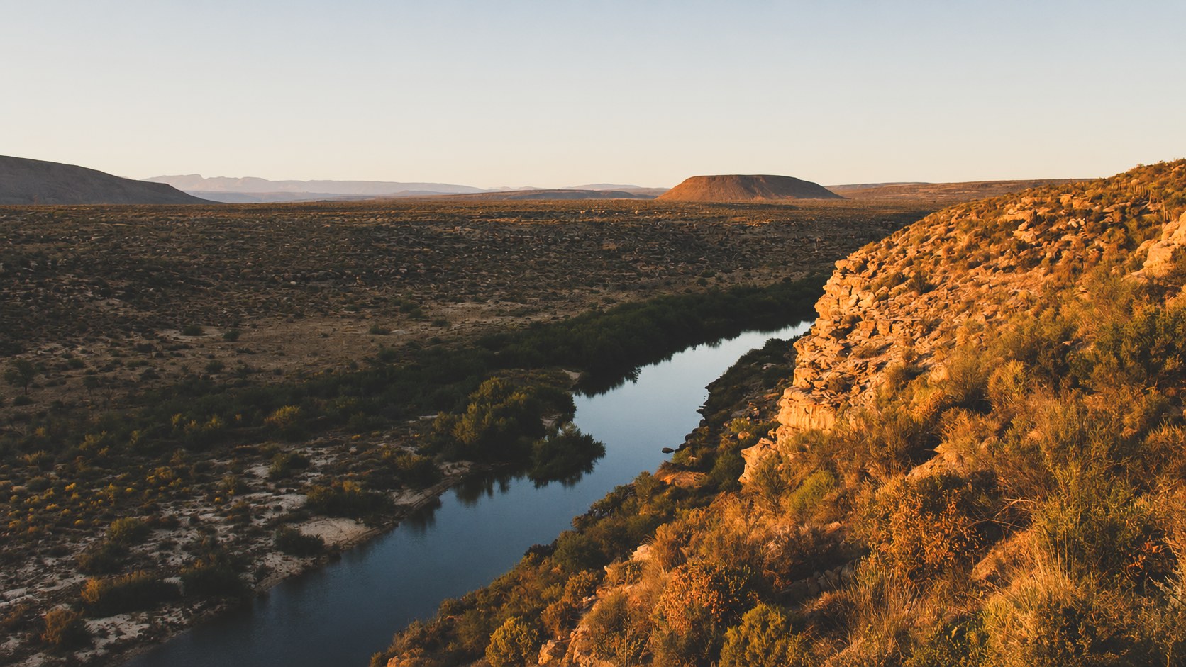 The Doring River winding through the Cederberg at sunset, seen from Doringbos